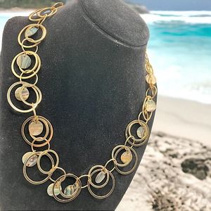 Lia Sophia Mother of Pearl Gold-Tone Circles Necklace!